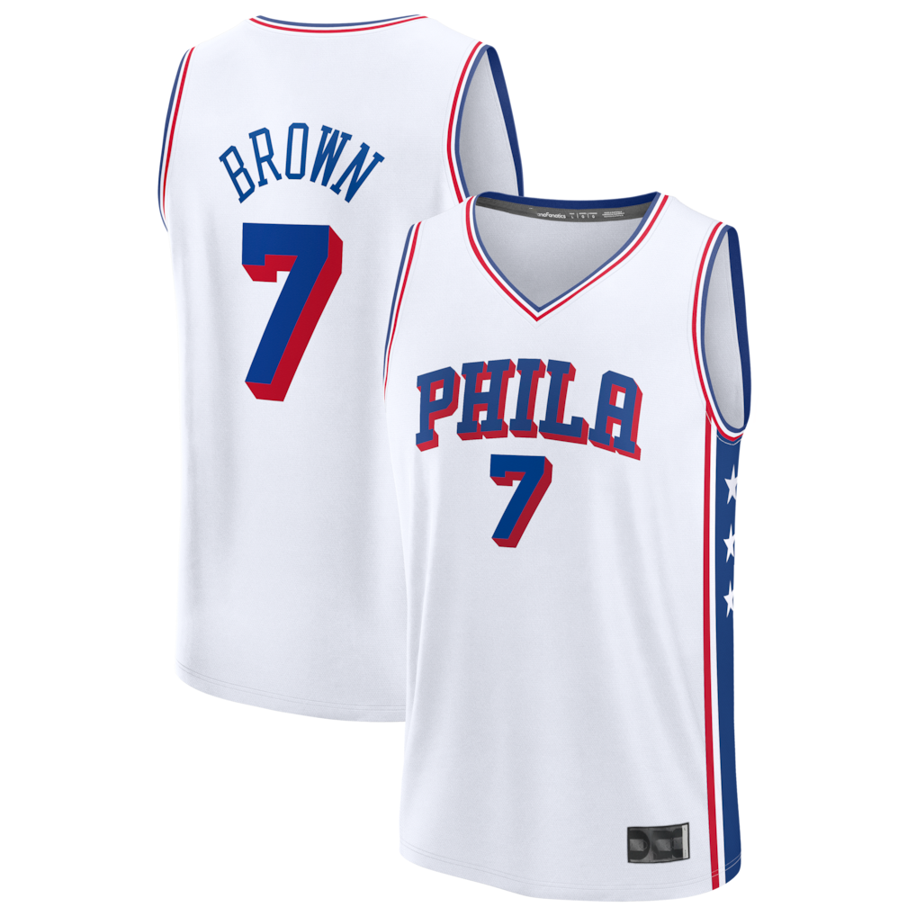Ldoa P.76ers #7 Jaylen Brown White Fast Break Jerseys - Association Edition
