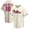 Ldoa P.Phillies #10 J.T. Realmuto Player Cream Home Game Stitched Jerseys