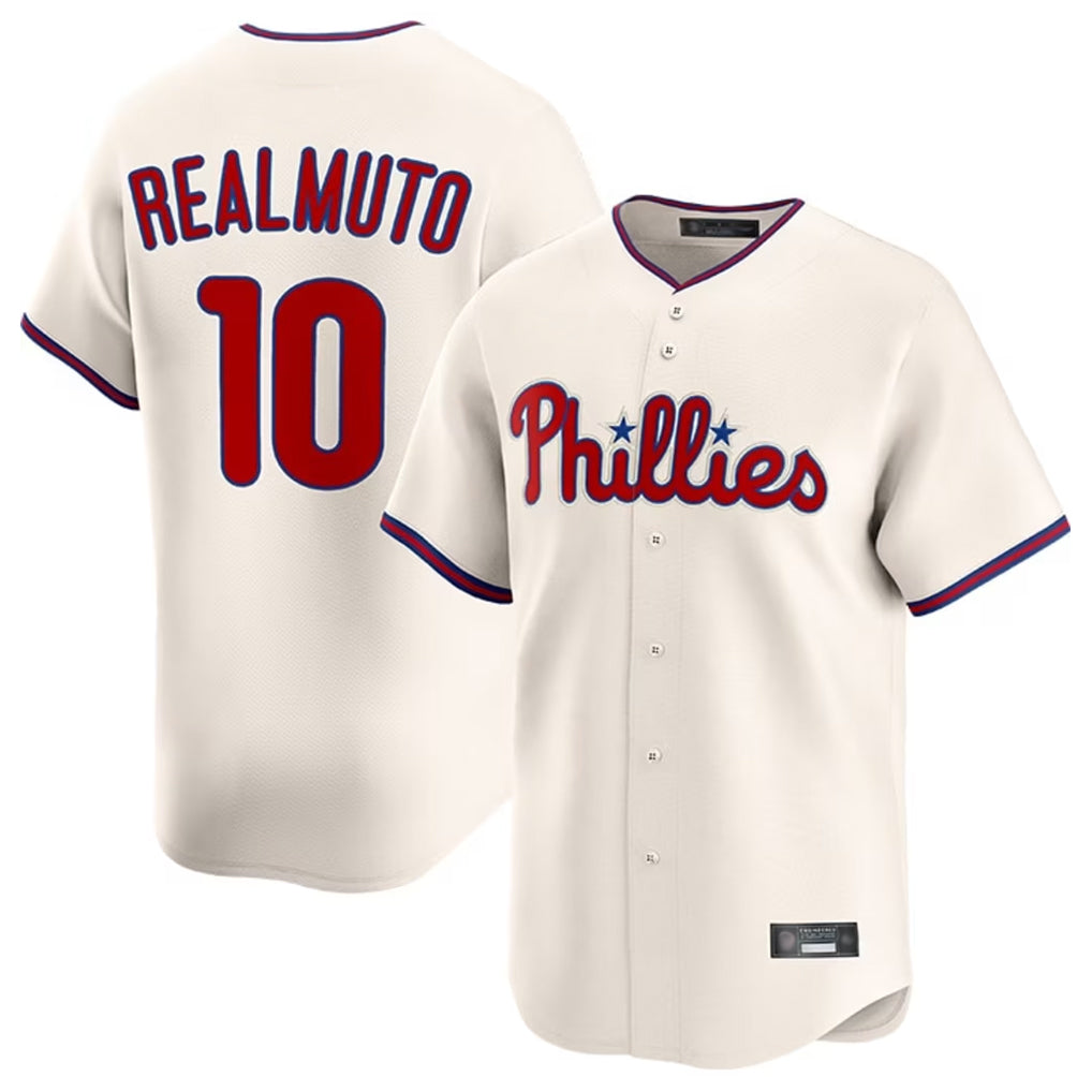 Ldoa P.Phillies #10 J.T. Realmuto Player Cream Home Limited Stitched Jerseys