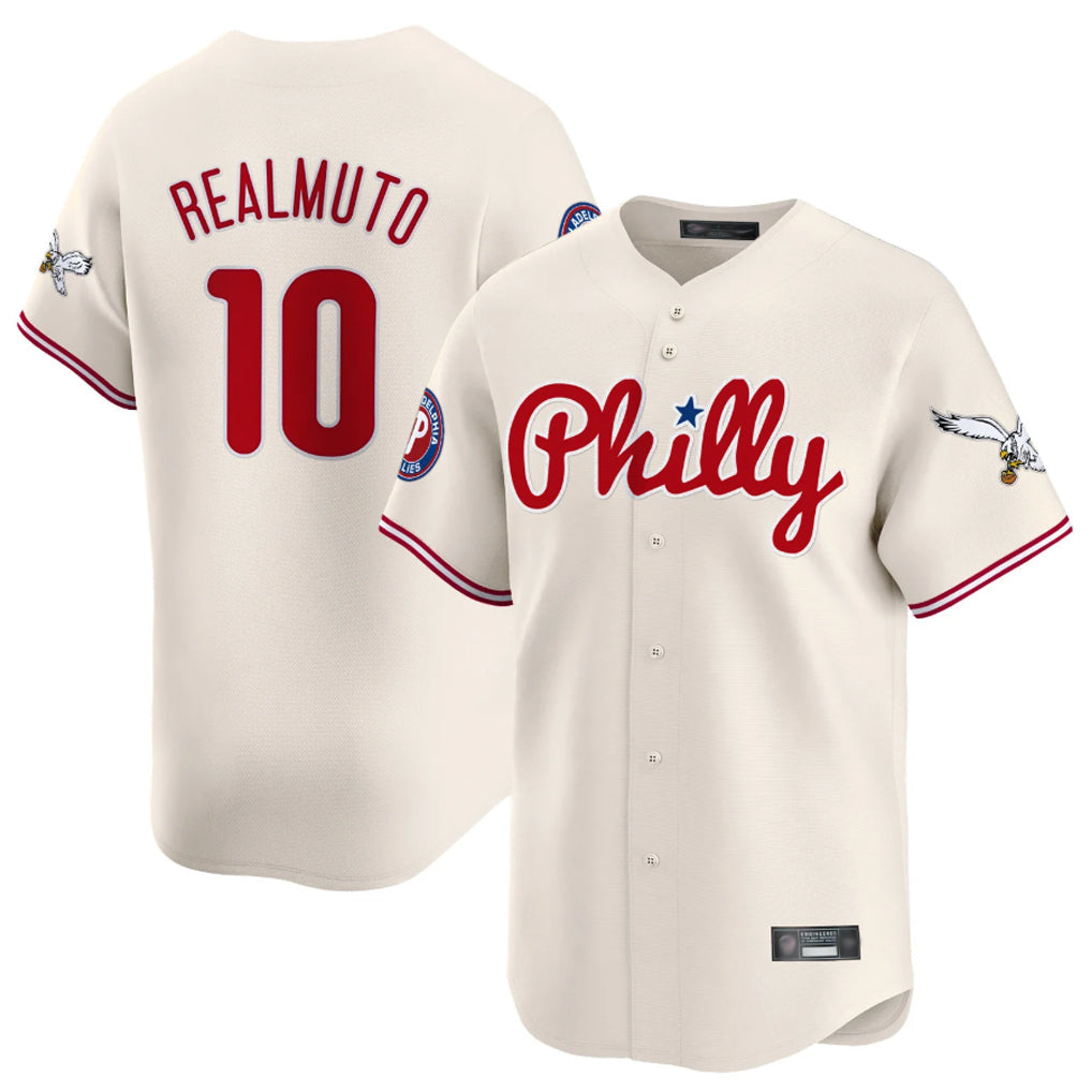Ldoa P.Phillies #10 J.T. Realmuto Player Cream Phillies & Eagles Vapor Premier Limited Stitched Jerseys
