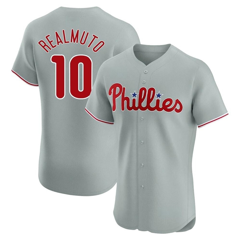 Ldoa P.Phillies #10 J.T. Realmuto Player Gray Home Limited Elite Stitched Jerseys