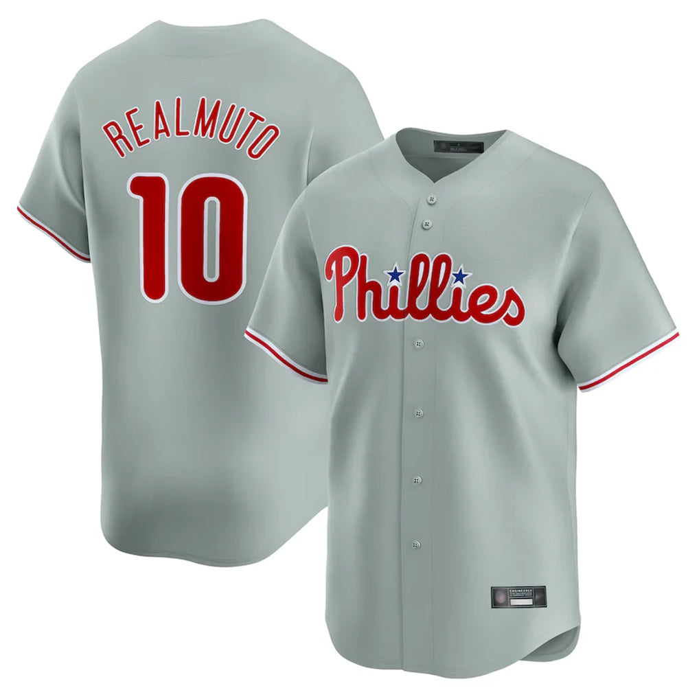 Ldoa P.Phillies #10 J.T. Realmuto Player Gray Home Limited Stitched Jerseys