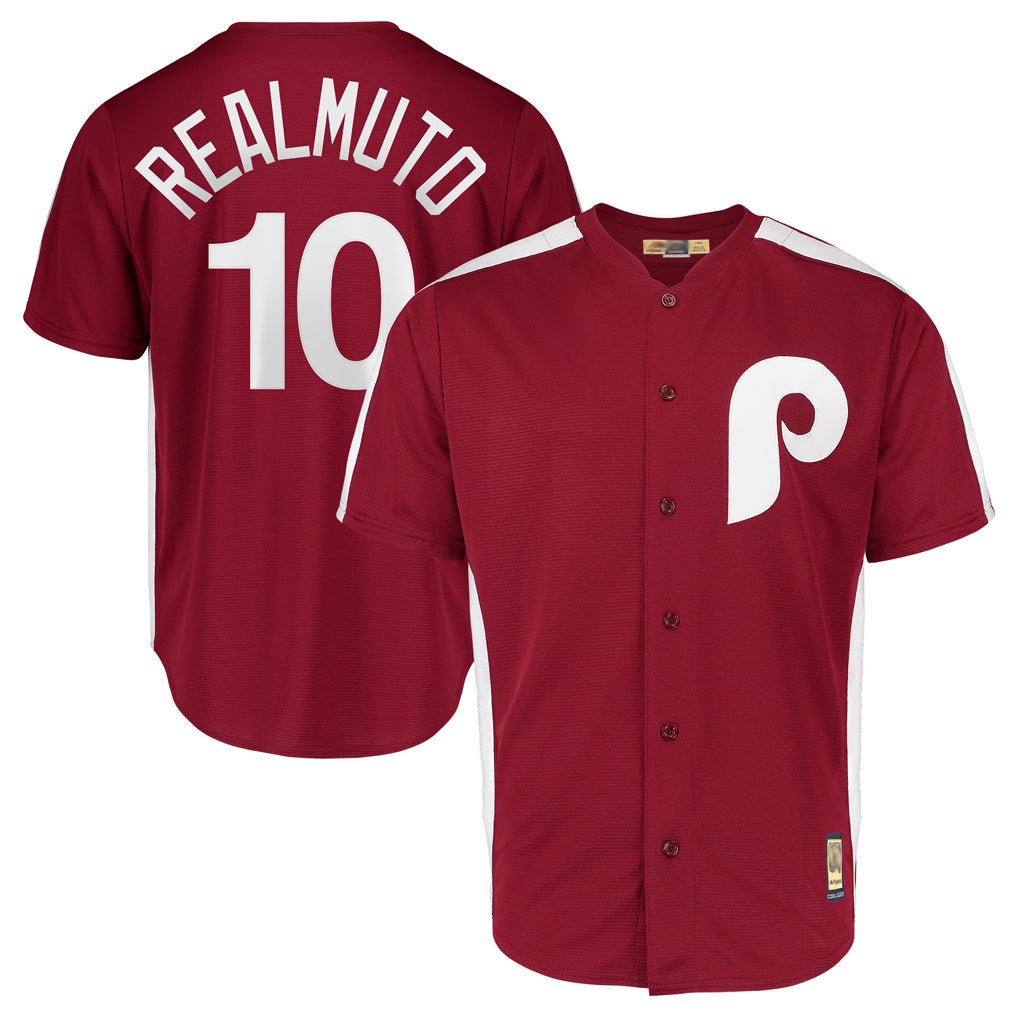 Ldoa P.Phillies #10 J.T. Realmuto Player Red Cooperstown Collection Limited Home Stitched Jerseys