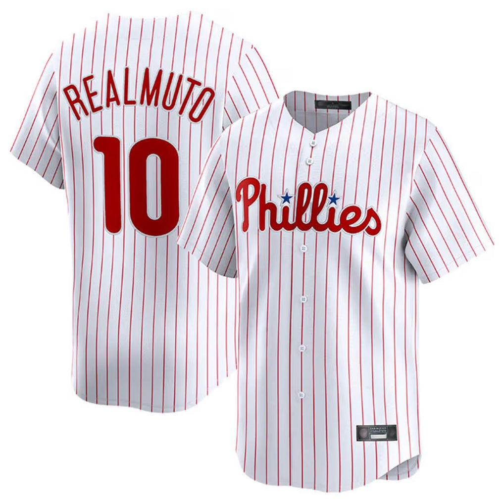 Ldoa P.Phillies #10 J.T. Realmuto Player White Home Limited Stitched Jerseys