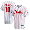 Ldoa P.Phillies #10 J.T. Realmuto Player White Pinstripe Phillies & Eagles Vapor Premier Limited Stitched Jerseys