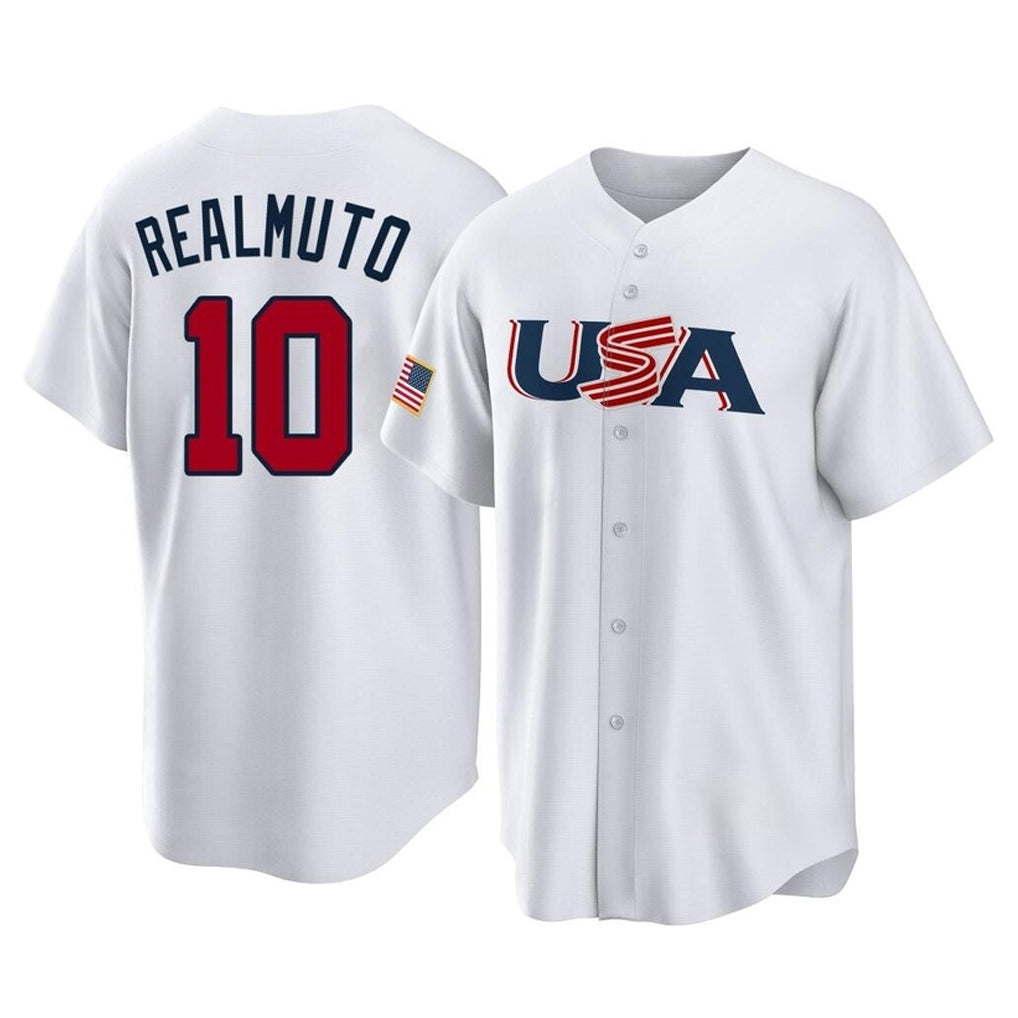 Ldoa P.Phillies #10 J.T. Realmuto Player White USA World Classic Home Game Stitched Jerseys