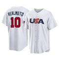 Ldoa P.Phillies #10 J.T. Realmuto Player White USA World Classic Home Game Stitched Jerseys