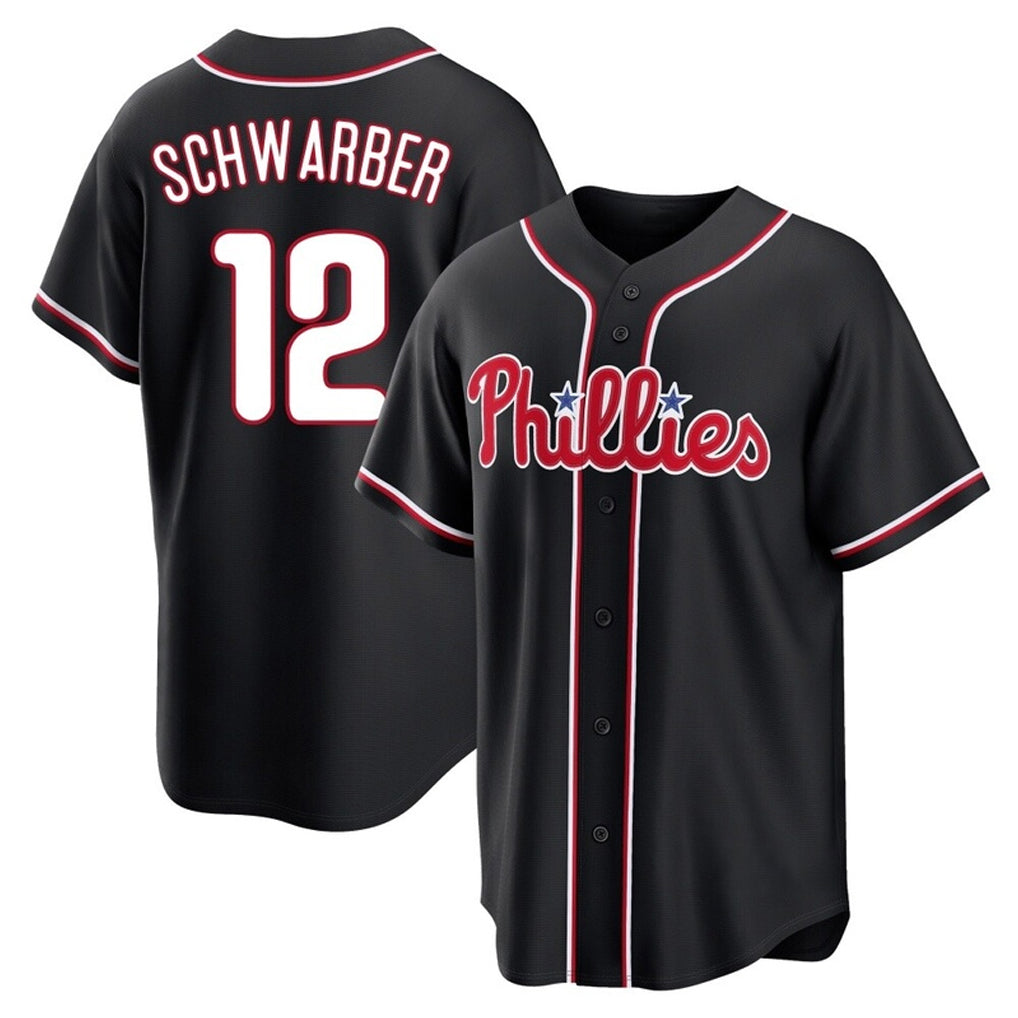 Ldoa P.Phillies #12 Kyle Schwarber Player Black Fashion Out Home Game Stitched Jerseys