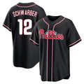 Ldoa P.Phillies #12 Kyle Schwarber Player Black Fashion Out Home Game Stitched Jerseys