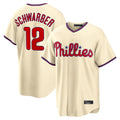 Ldoa P.Phillies #12 Kyle Schwarber Player Cream Home Game Stitched Jerseys