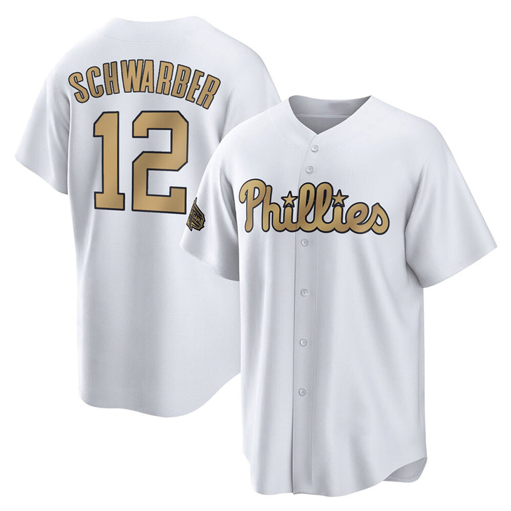 Ldoa P.Phillies #12 Kyle Schwarber Player Gold All-Star Home Game Stitched Jerseys