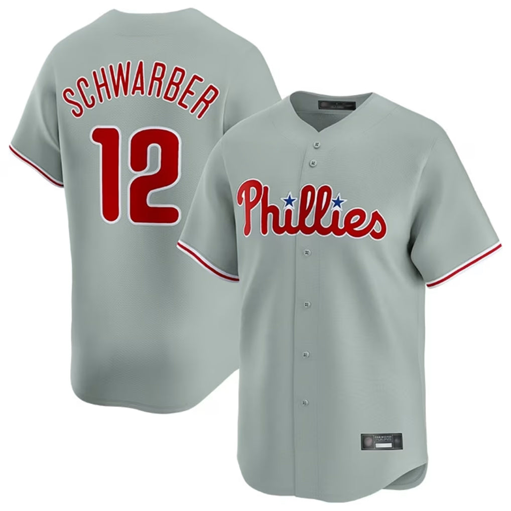 Ldoa P.Phillies #12 Kyle Schwarber Player Gray Home Limited Stitched Jerseys