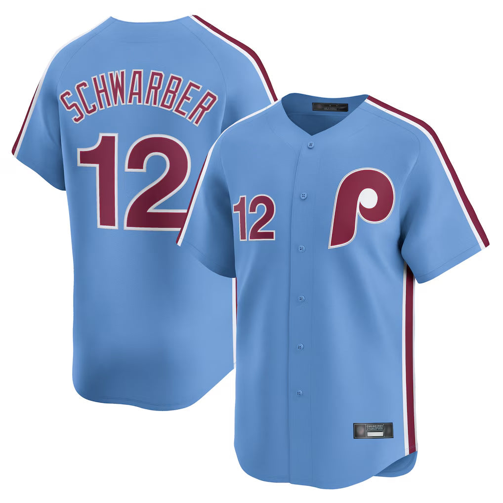 Ldoa P.Phillies #12 Kyle Schwarber Player Light Blue Home Limited Stitched Jerseys
