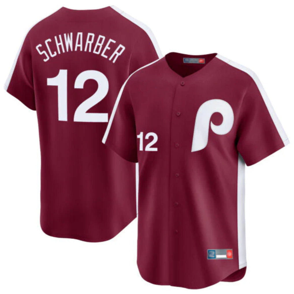 Ldoa P.Phillies #12 Kyle Schwarber Player Red Cooperstown Collection Limited Home Stitched Jerseys
