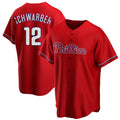 Ldoa P.Phillies #12 Kyle Schwarber Player Red Home Game Stitched Jerseys