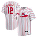 Ldoa P.Phillies #12 Kyle Schwarber Player White Home Game Stitched Jerseys
