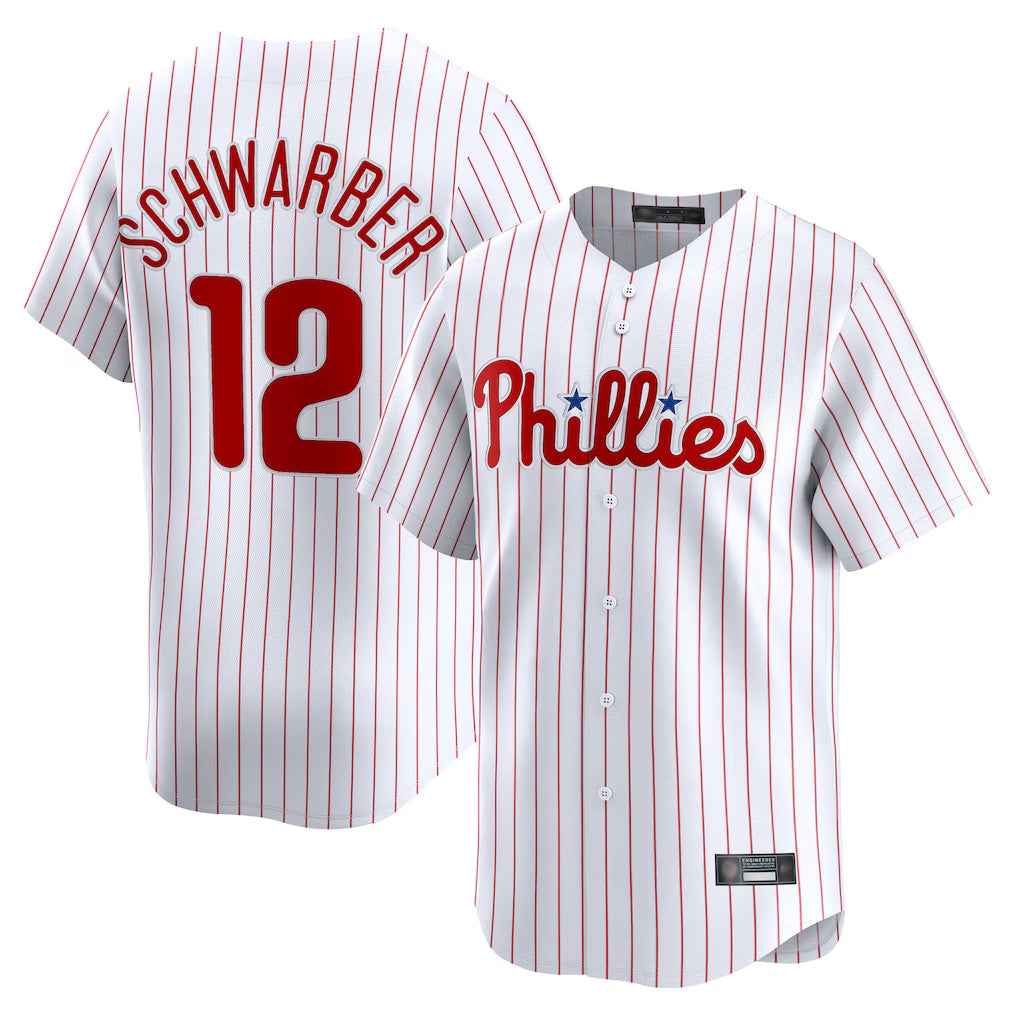 Ldoa P.Phillies #12 Kyle Schwarber Player White Home Limited Stitched Jerseys