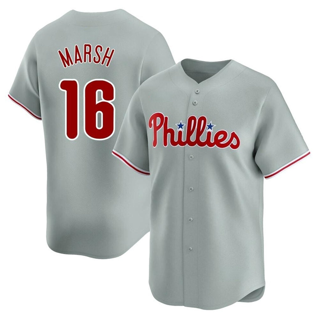 Ldoa P.Phillies #16 Brandon Marsh Player Gray Home Limited Stitched Jerseys