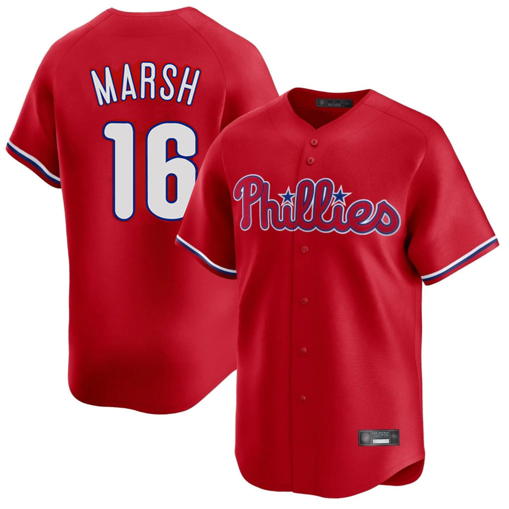 Ldoa P.Phillies #16 Brandon Marsh Player Red Home Limited Stitched Jerseys