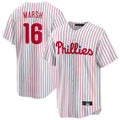 Ldoa P.Phillies #16 Brandon Marsh Player White Home Game Stitched Jerseys