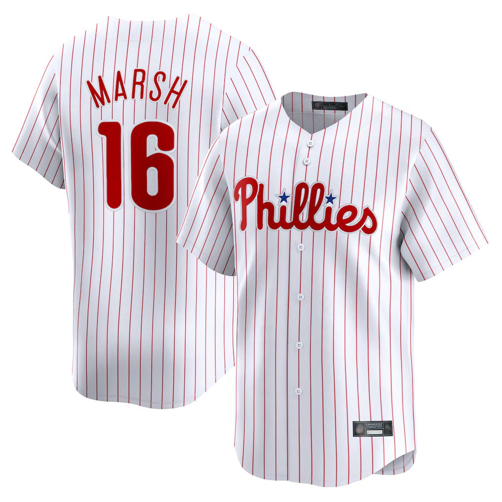 Ldoa P.Phillies #16 Brandon Marsh Player White Home Limited Stitched Jerseys