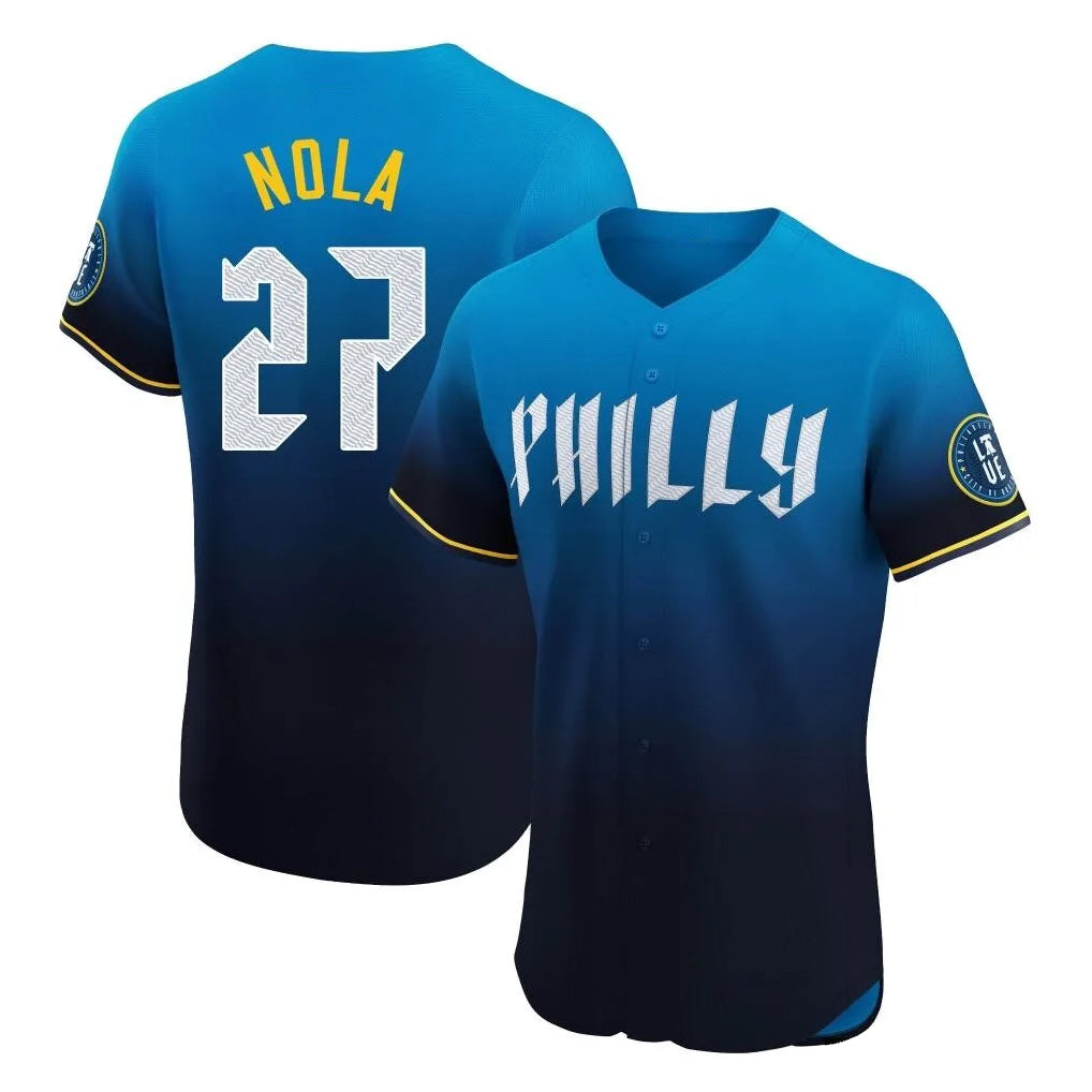 Ldoa P.Phillies #27 Aaron Nola Player Blue City Connect Home Limited Elite Stitched Jerseys