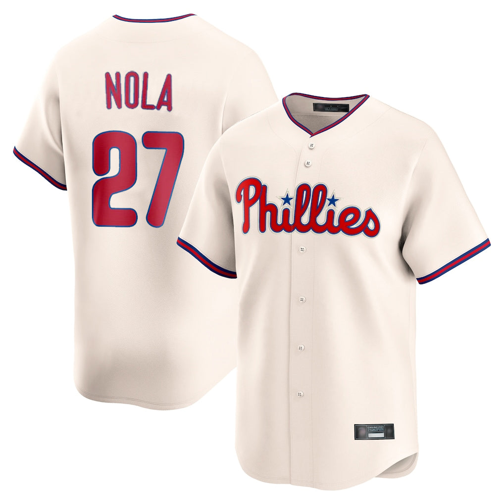 Ldoa P.Phillies #27 Aaron Nola Player Cream Home Limited Stitched Jerseys