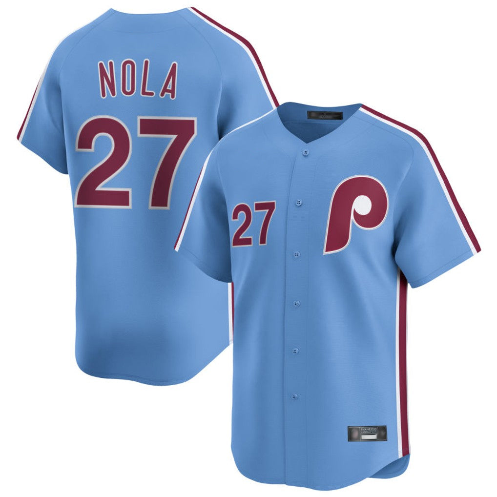 Ldoa P.Phillies #27 Aaron Nola Player Light Blue Home Limited Stitched Jerseys