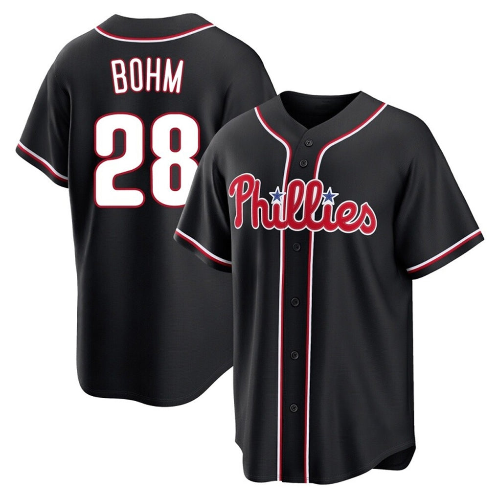 Ldoa P.Phillies #28 Alec Bohm Player Black Fashion Out Home Game Stitched Jerseys