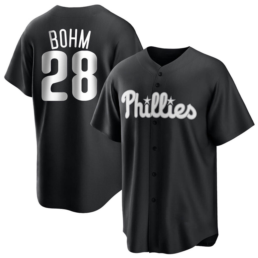 Ldoa P.Phillies #28 Alec Bohm Player Black Home Game Stitched Jerseys