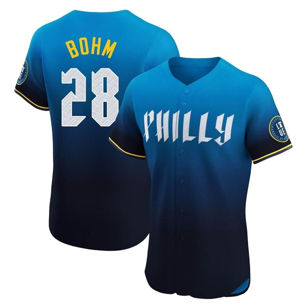 Ldoa P.Phillies #28 Alec Bohm Player Blue City Connect Home Limited Elite Stitched Jerseys