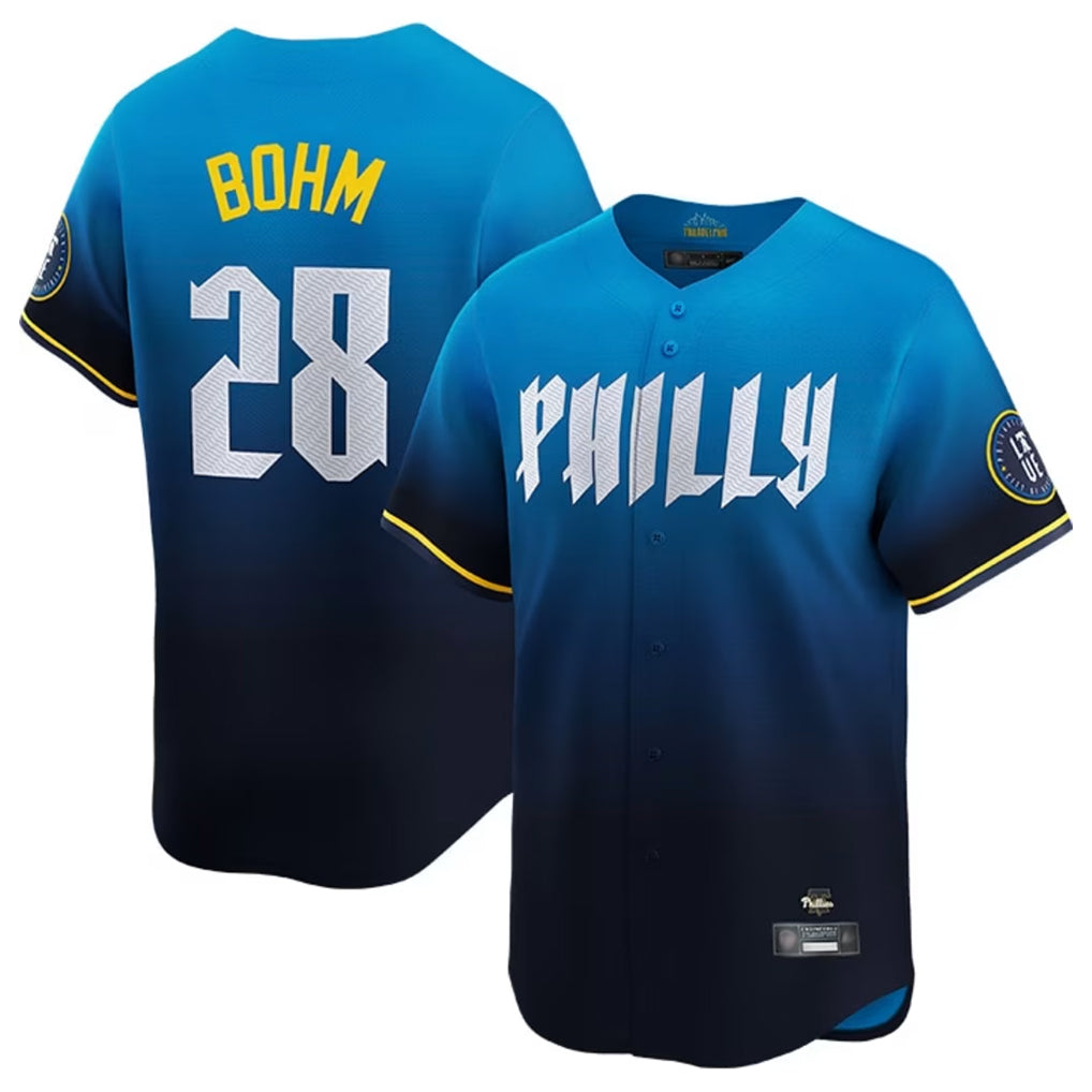 Ldoa P.Phillies #28 Alec Bohm Player Blue City Connect Home Limited Stitched Jerseys