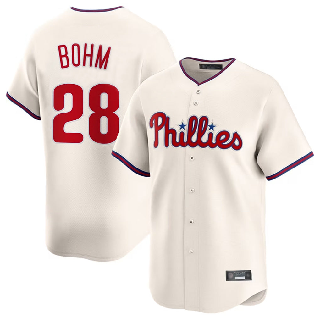 Ldoa P.Phillies #28 Alec Bohm Player Cream Home Limited Stitched Jerseys