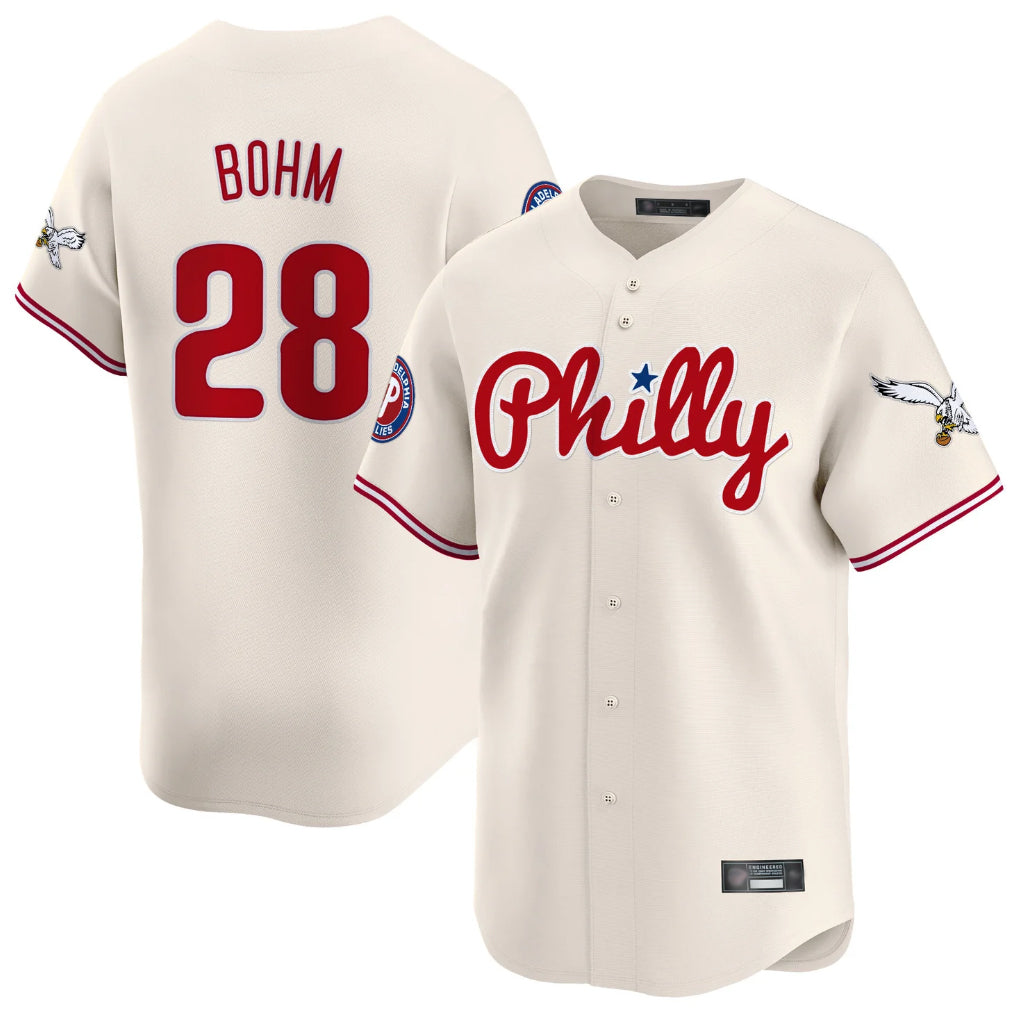 Ldoa P.Phillies #28 Alec Bohm Player Cream Phillies & Eagles Vapor Premier Limited Stitched Jerseys