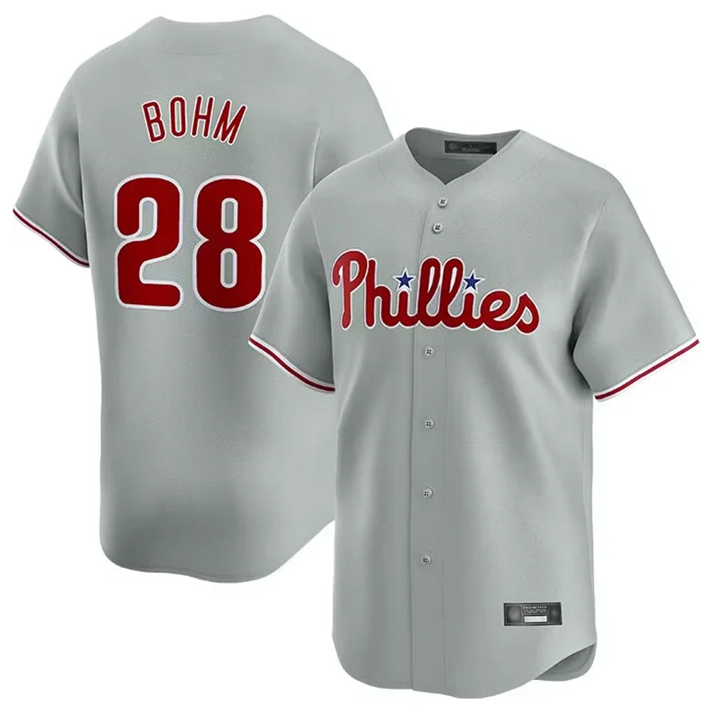 Ldoa P.Phillies #28 Alec Bohm Player Gray Home Limited Stitched Jerseys