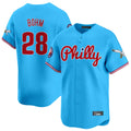 Ldoa P.Phillies #28 Alec Bohm Player Light Blue Phillies & Eagles Vapor Premier Limited Home Stitched Jerseys