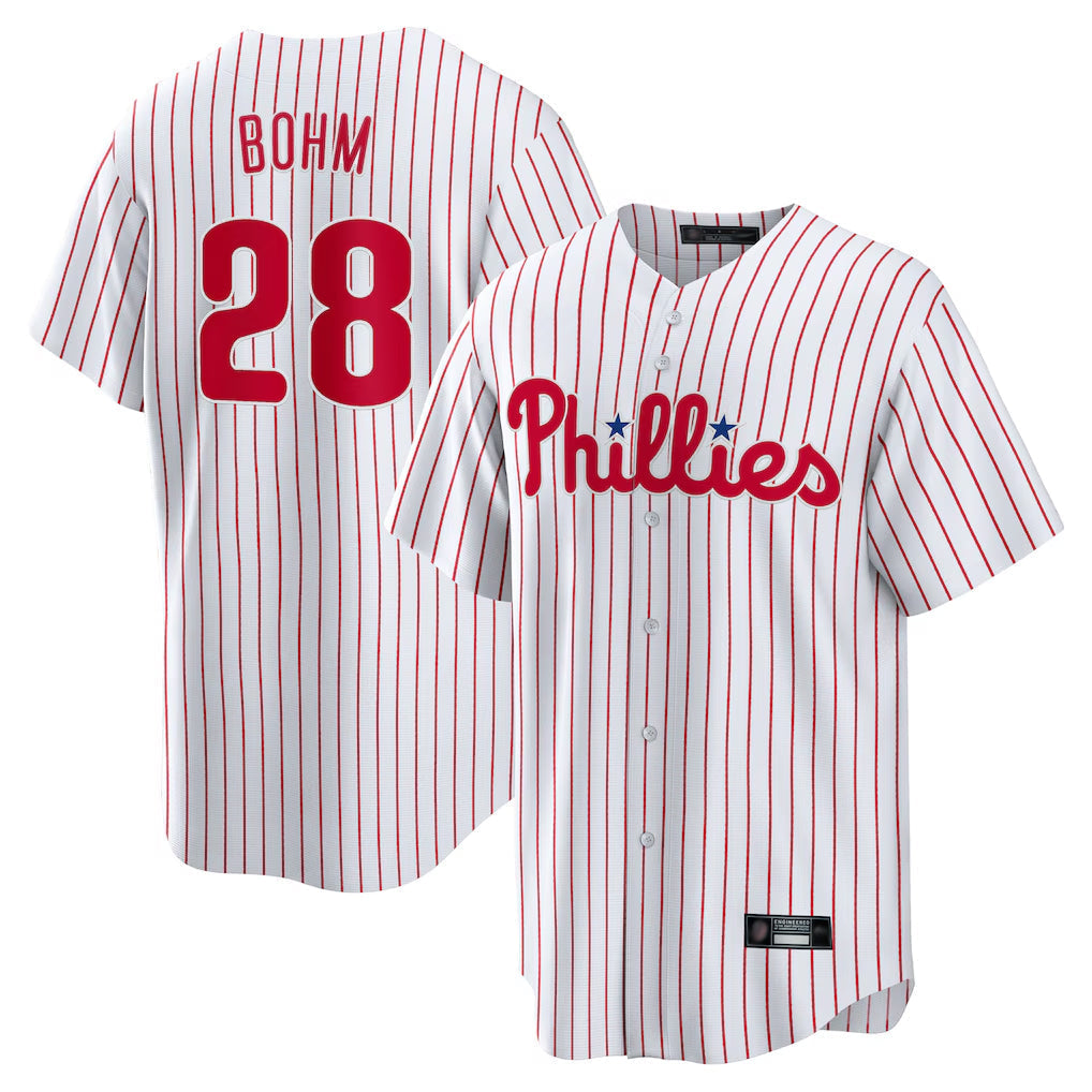 Ldoa P.Phillies #28 Alec Bohm Player White Home Game Stitched Jerseys