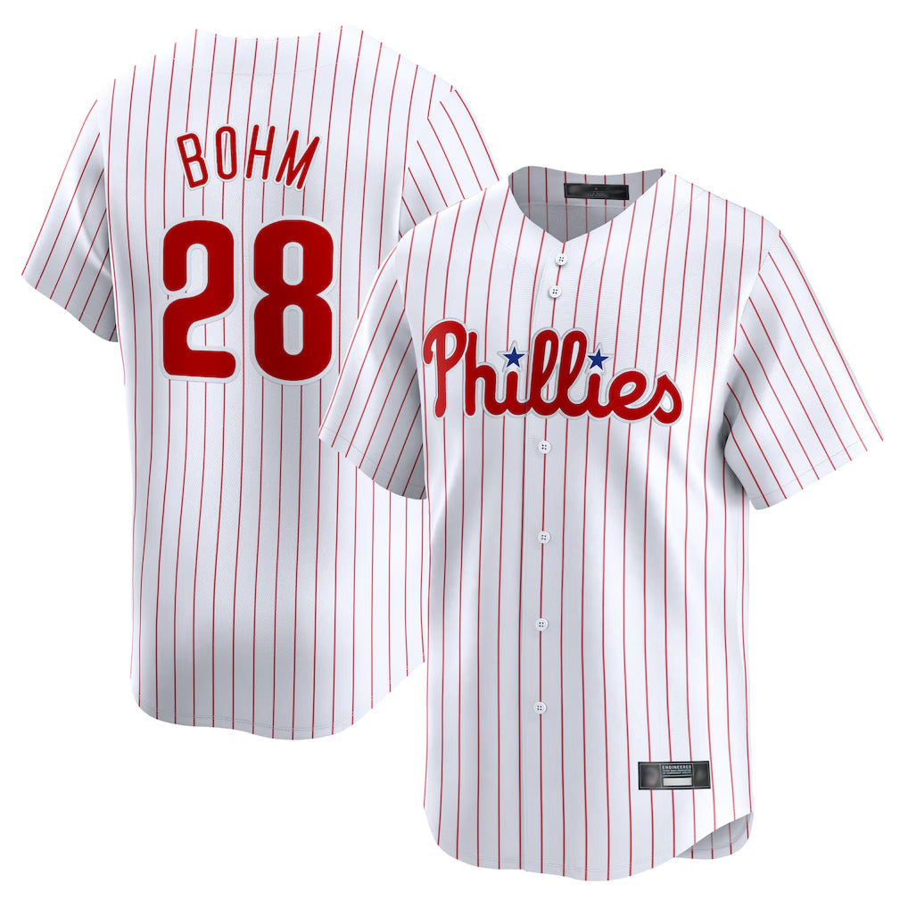 Ldoa P.Phillies #28 Alec Bohm Player White Home Limited Stitched Jerseys
