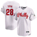 Ldoa P.Phillies #28 Alec Bohm Player White Pinstripe Phillies & Eagles Vapor Premier Limited Stitched Jerseys