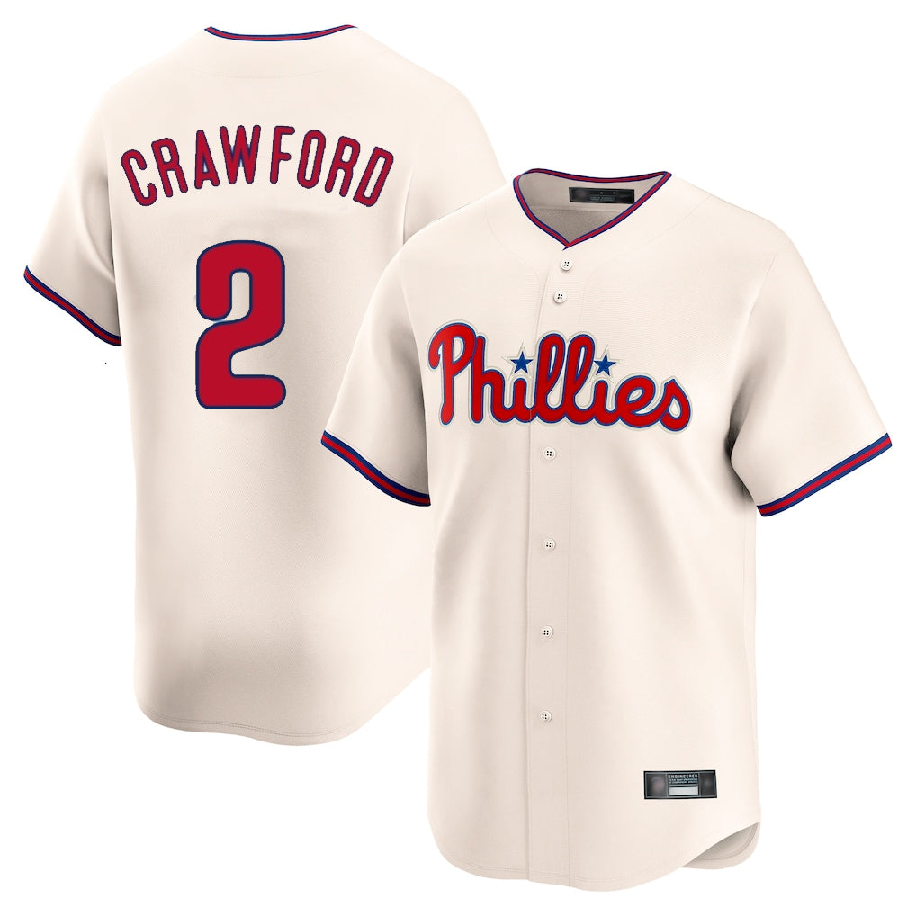 Ldoa P.Phillies #2 Justin Crawford Player Cream Home Limited Stitched Jerseys