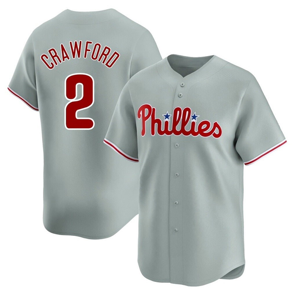 Ldoa P.Phillies #2 Justin Crawford Player Gray Home Limited Stitched Jerseys