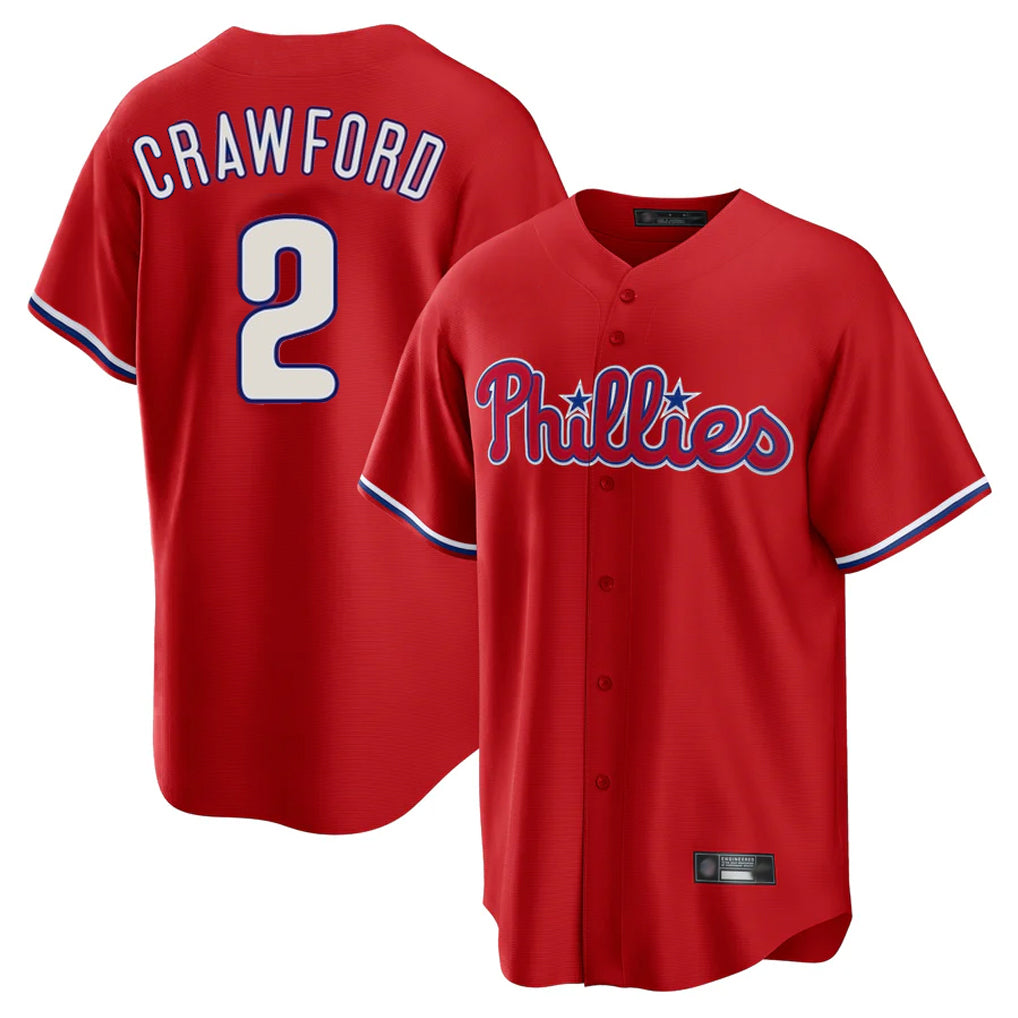 Ldoa P.Phillies #2 Justin Crawford Player Red Home Game Stitched Jerseys