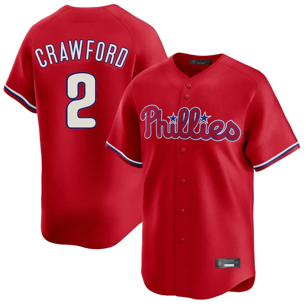 Ldoa P.Phillies #2 Justin Crawford Player Red Home Limited Stitched Jerseys