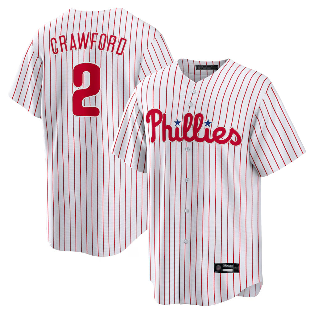 Ldoa P.Phillies #2 Justin Crawford Player White Home Game Stitched Jerseys