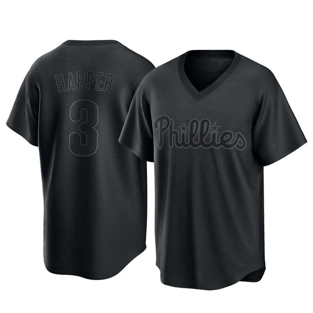 Ldoa P.Phillies #3 Bryce Harper Player Black Pitch Fashion Limited T-shirt Stitched Jerseys