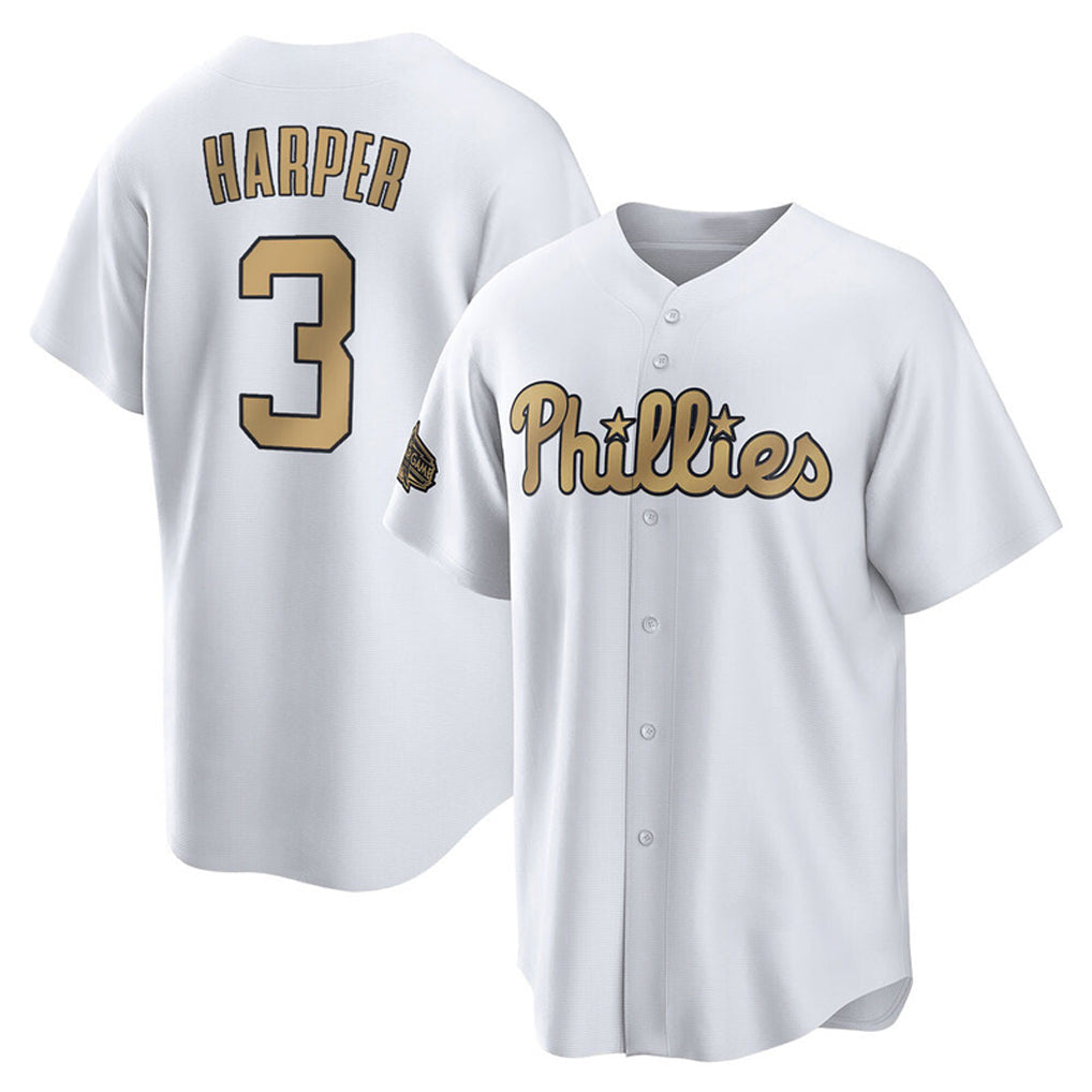 Ldoa P.Phillies #3 Bryce Harper Player Gold All-Star Home Game Stitched Jerseys