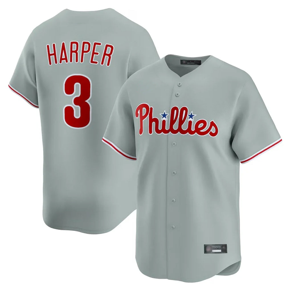 Ldoa P.Phillies #3 Bryce Harper Player Gray Home Limited Stitched Jerseys