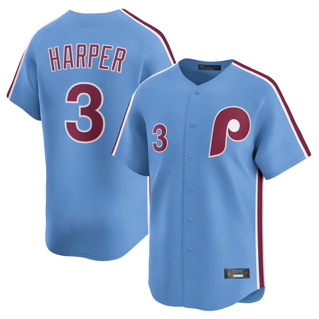 Ldoa P.Phillies #3 Bryce Harper Player Light Blue Home Limited Stitched Jerseys