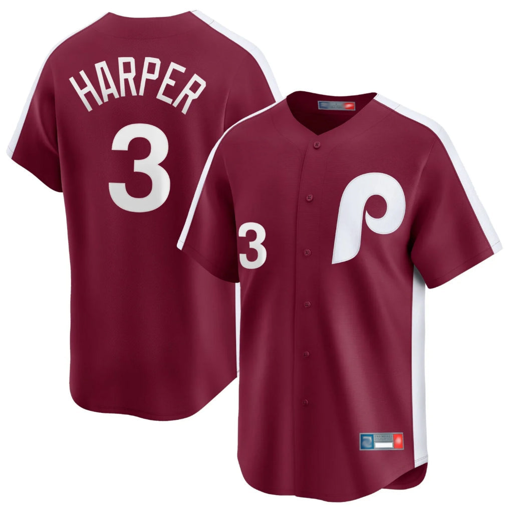 Ldoa P.Phillies #3 Bryce Harper Player Red Cooperstown Collection Limited Home Stitched Jerseys