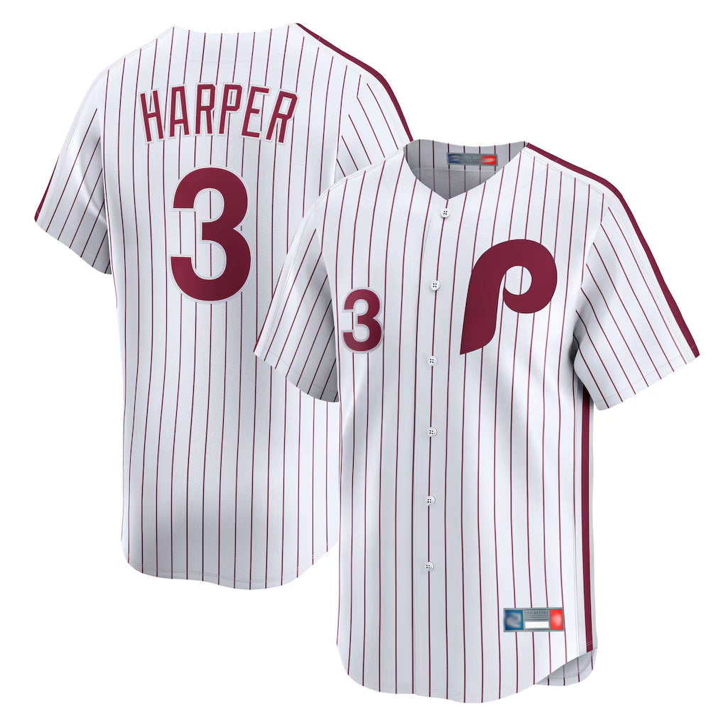 Ldoa P.Phillies #3 Bryce Harper Player White Cooperstown Collection Limited Home Stitched Jerseys
